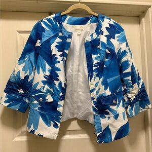Coldwater Creek Blue and White Floral Blazer